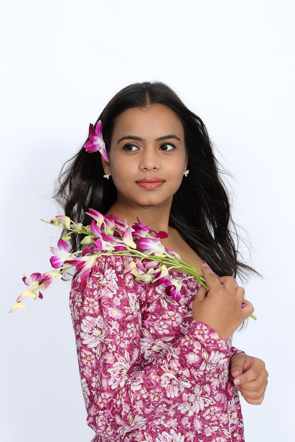 Floral Magenta 100% Cotton Anarkali Kurta Set