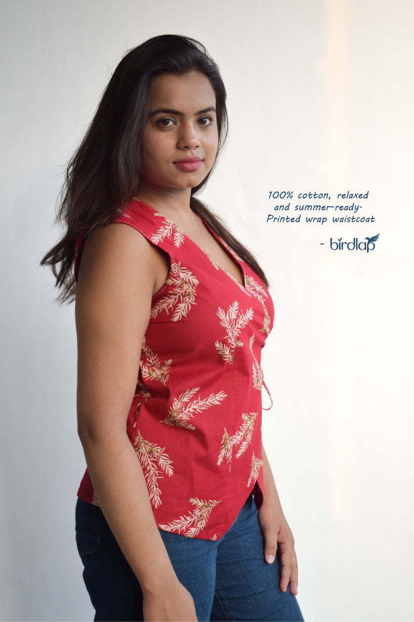 Top Cropped Waistcoat – Red