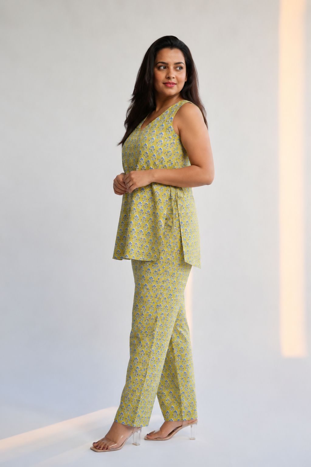 Sanganeri Handblock Cotton Strap Top – Citrus Bloom