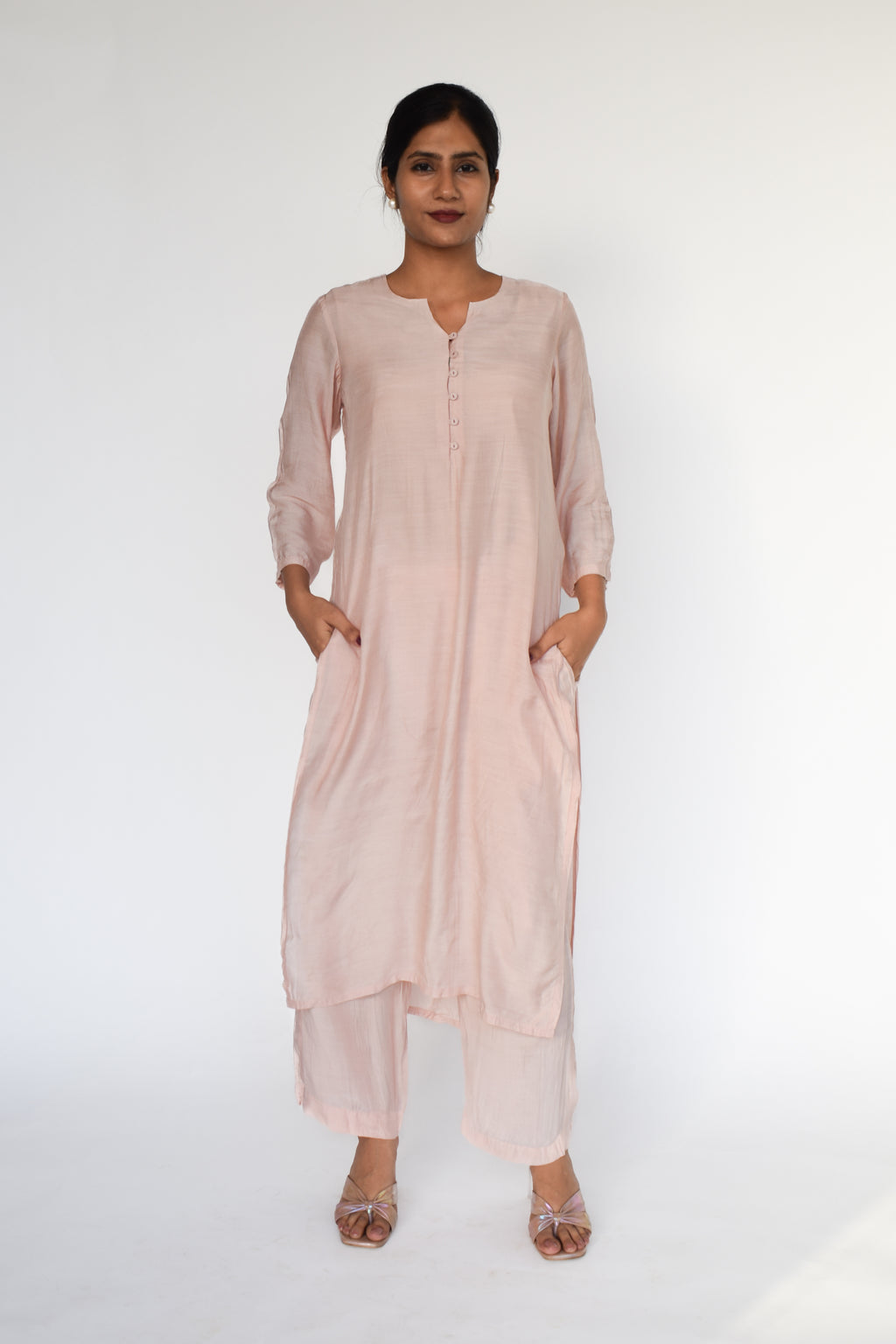 Pastel Meadow Handblock Dupatta Suit Set