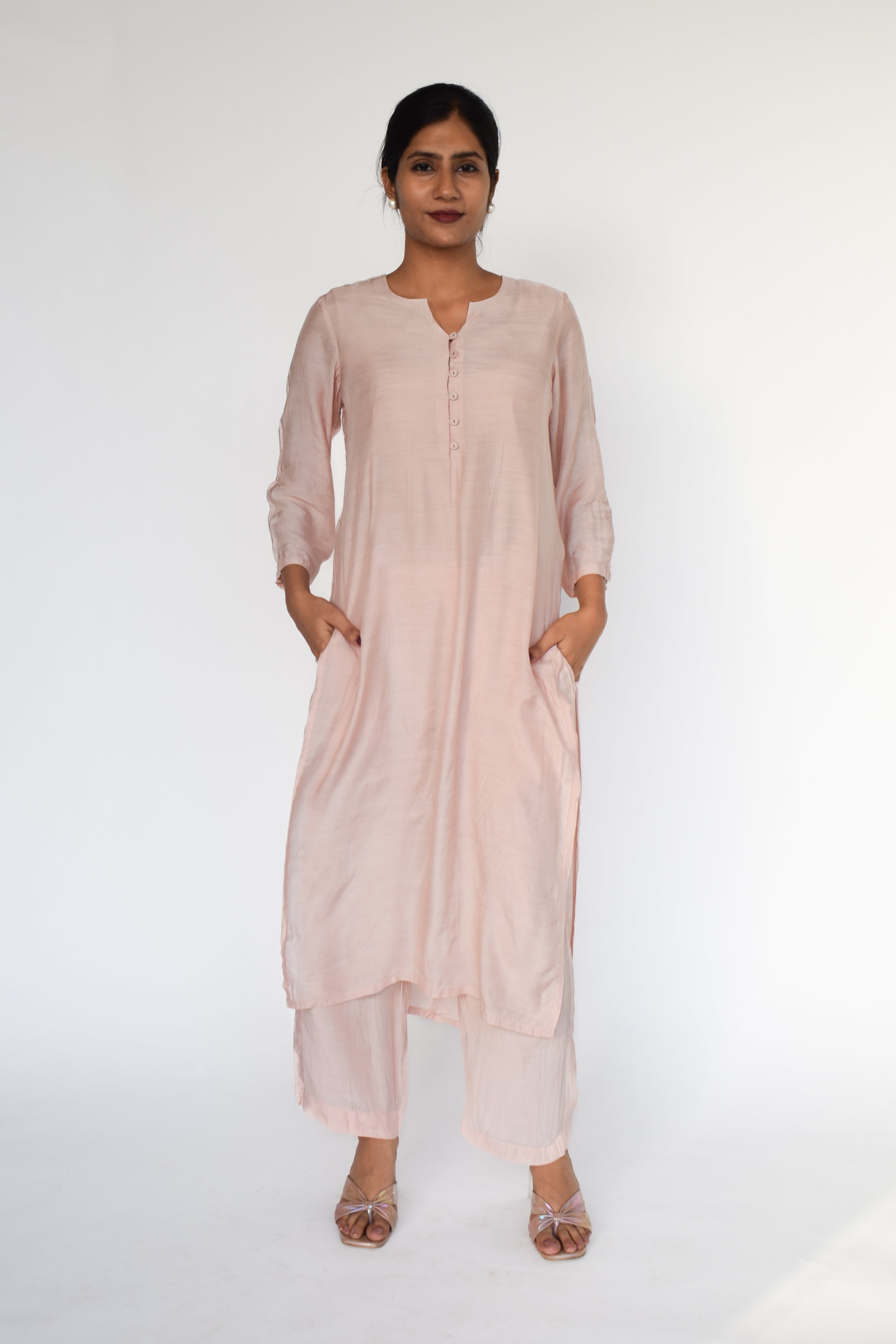 Pastel Meadow Handblock Dupatta Suit Set