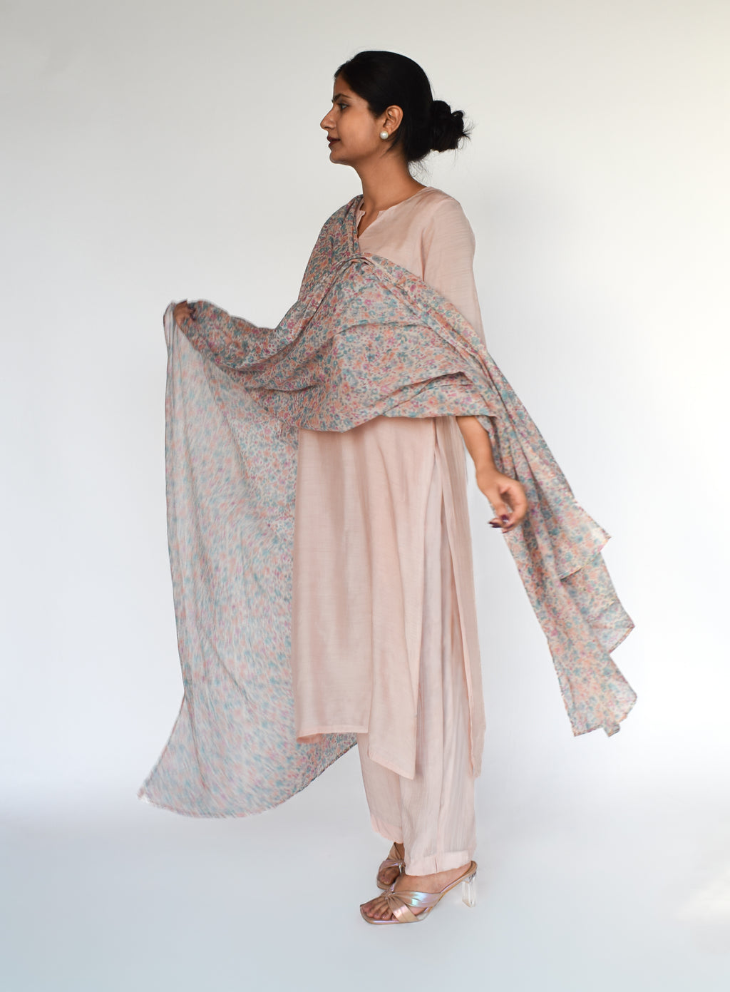 Pastel Meadow Handblock Dupatta Suit Set