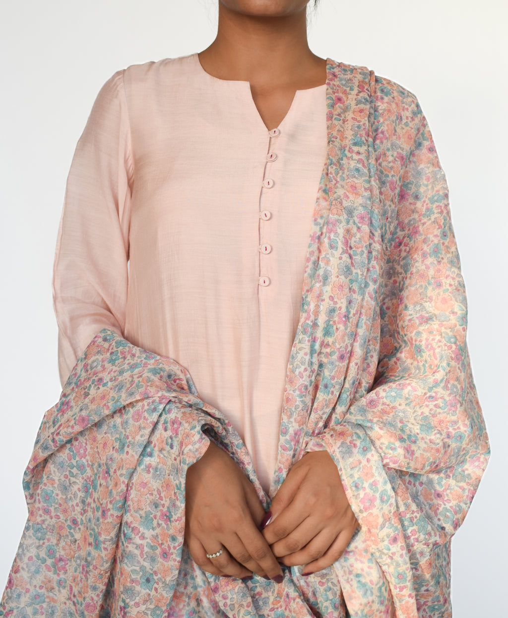 Pastel Meadow Handblock Dupatta Suit Set