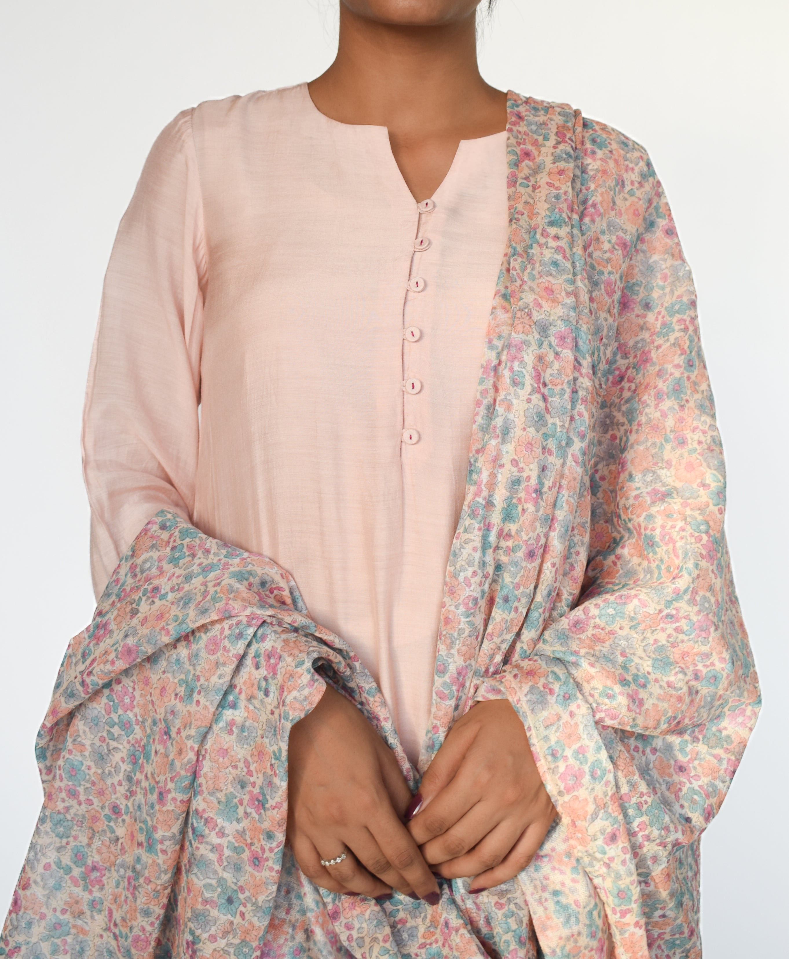 Pastel Meadow Handblock Dupatta Suit Set