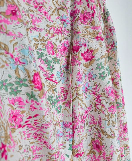 Sanganeri Handblock Cotton Pocket Top – Gulmohar Bloom