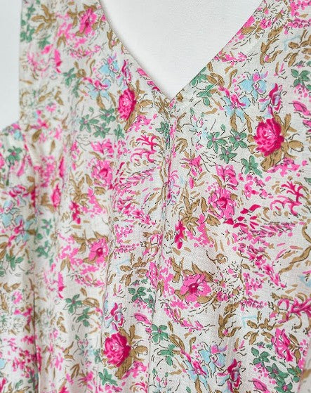 Sanganeri Handblock Cotton Pocket Top – Gulmohar Bloom