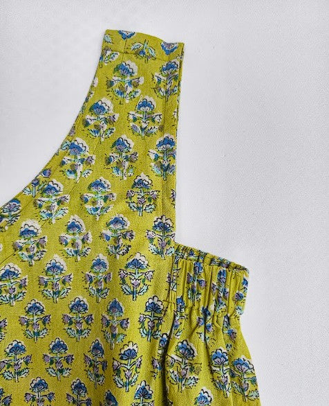 Sanganeri Handblock Cotton Strap Top – Citrus Bloom