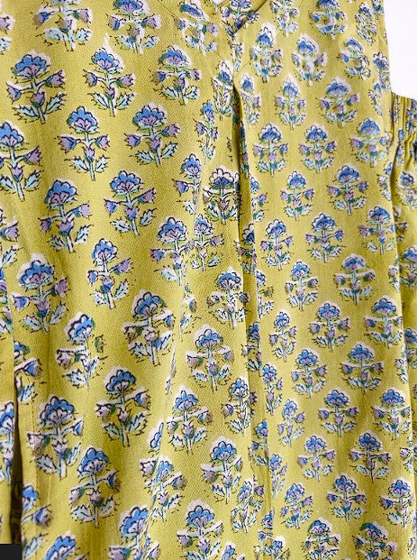 Sanganeri Handblock Cotton Strap Top – Citrus Bloom