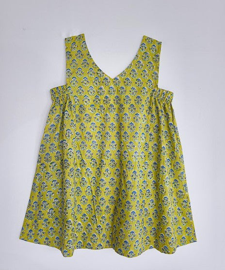 Sanganeri Handblock Cotton Strap Top – Citrus Bloom